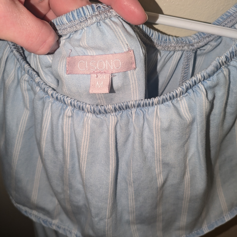 Light Blue Off-Shoulder Romper - Picture 2 of 4